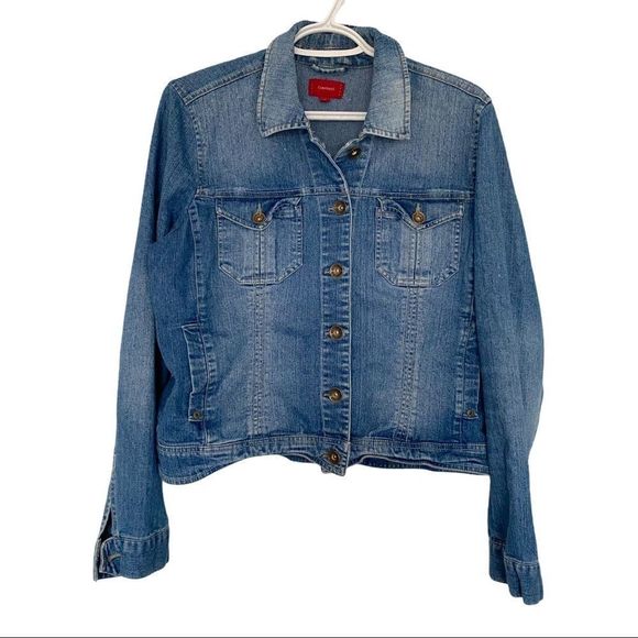 Contrast denim jean jacket blue size 11 VGUC - Picture 1 of 7